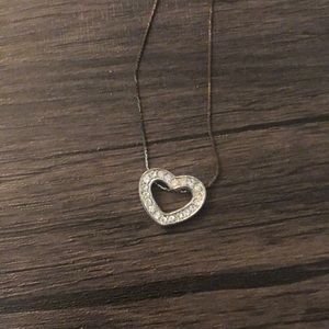 Heart necklace with faux diamonds